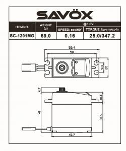 Servo numérique Savox SC-1201MG 69g - 20kgxcm