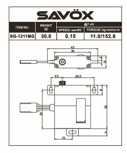 Servo numérique Savox SG-1211 MG BB HV 30g - 20kgxcm