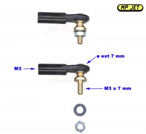 Chape à rotule V1 sans embout. M3/M3x7mm. 6 pièces