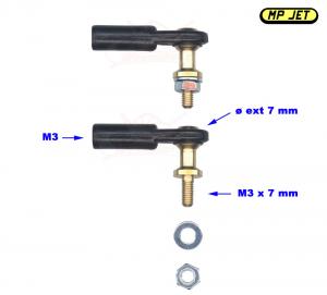 Chape à rotule V1 sans embout. M3/M3x7mm. 6 pièces