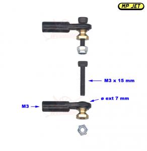 Chape à rotule V1 sans embout. M3/M3x15mm. 6 pièces