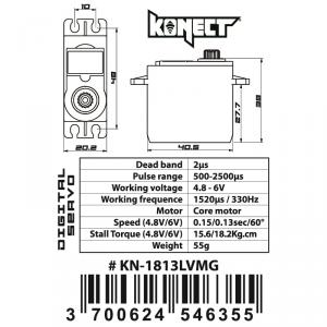 Servo Konect Digital 18KG-013S pignons métal